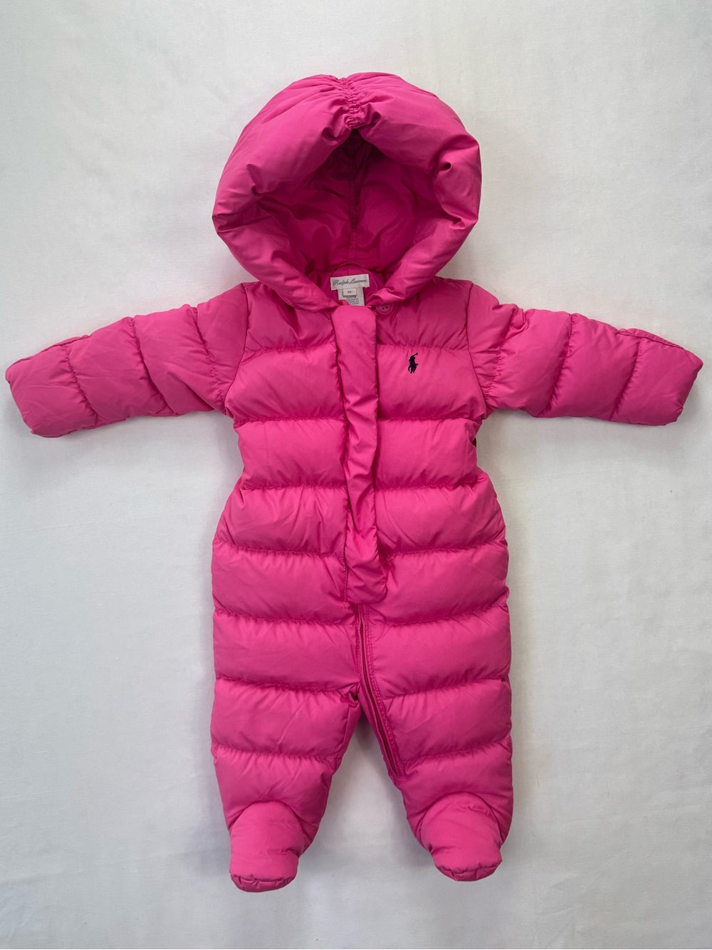 Ralph Lauren Baby Girl Down Puffer Hooded Snowsuit hot pink